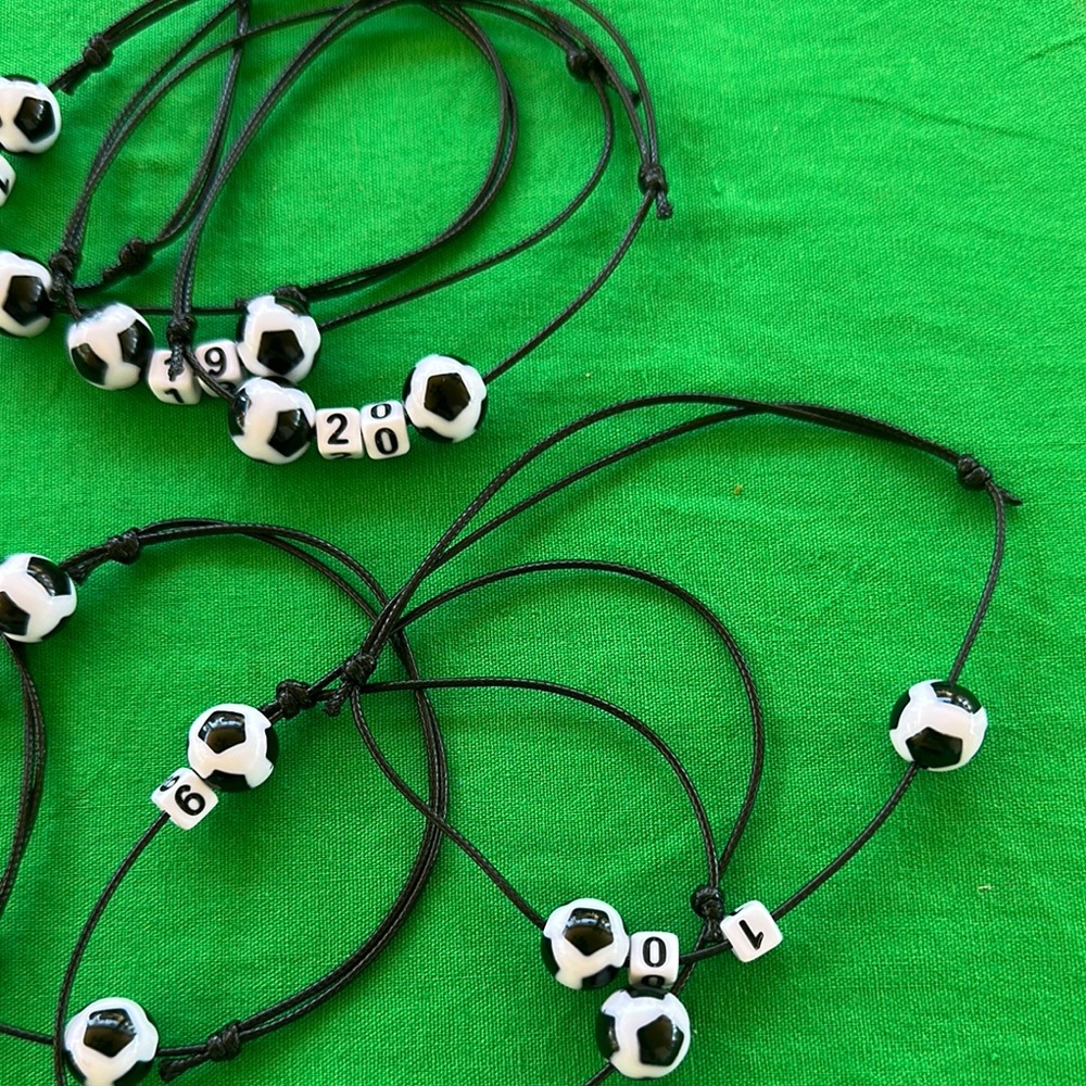 Soccer Bead Kids Bracelet Set - Black and White - Picture 4 of 7